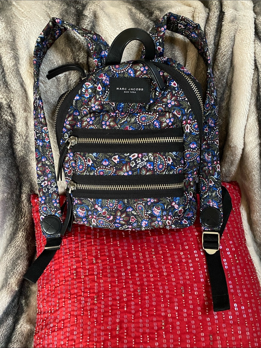 Marc Jacobs New York NWOT Black Pink Leather Detail Backpack